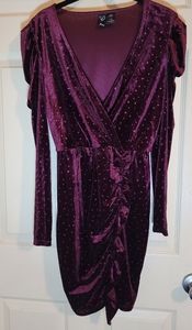 Windsor Char Formal Velvet Glitter Dress- Burgundy/Wine